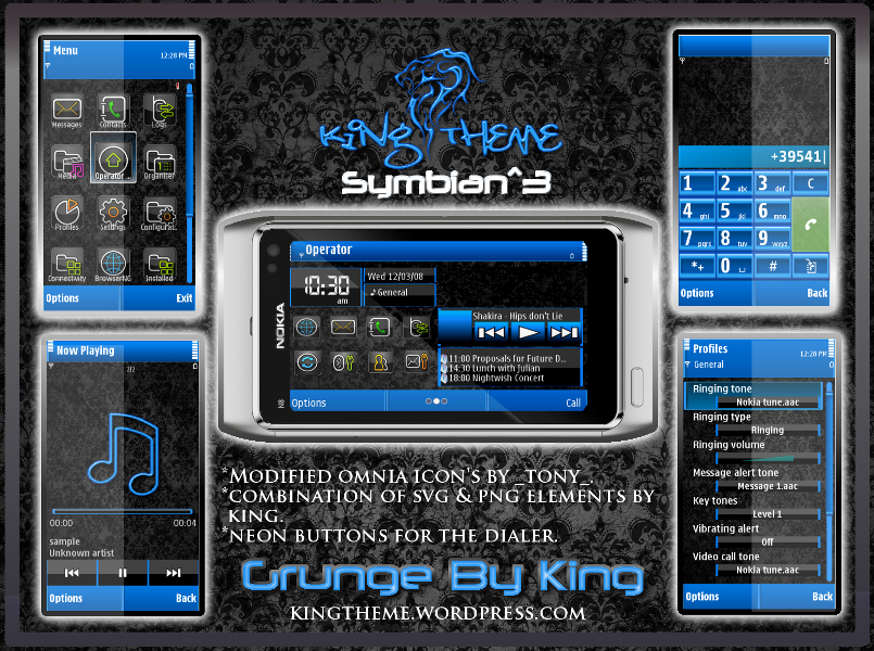 grunge S^3 Symbian^3 Themes for Nokia N8 Nokia C7 Nokia C6 01 and Nokia E7